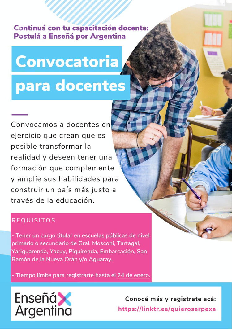 Continuá con tu capacitación docente: Postulá a Enseñá por Argentina