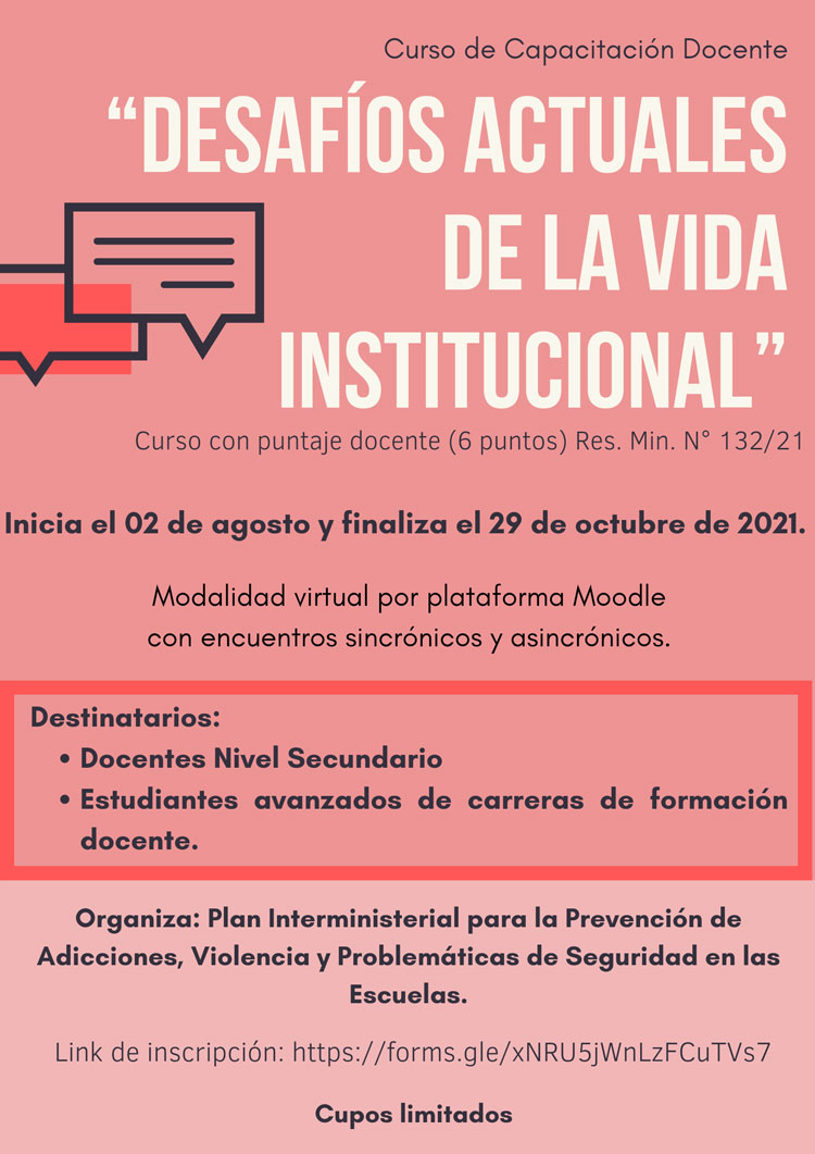 Curso de capacitación docente “Desafíos actuales de la vida institucional”