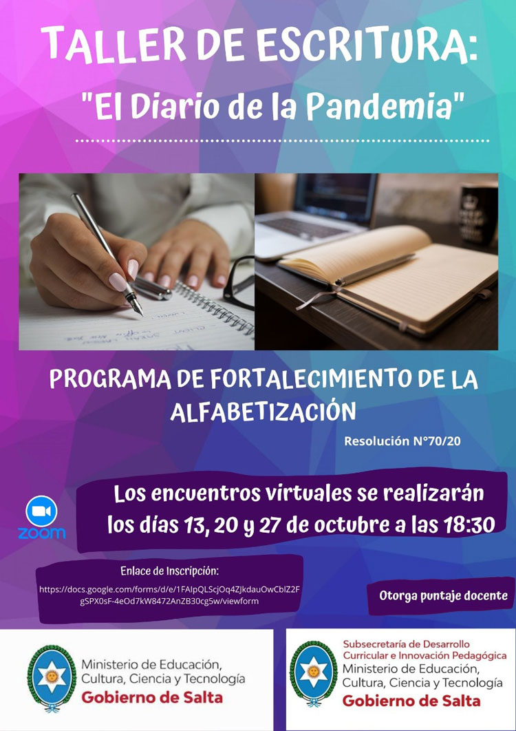 Imagen Primer Taller de Escritura “El Diario de la Pandemia”