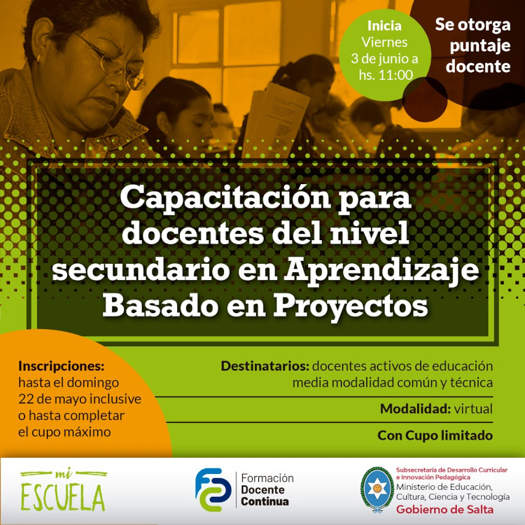 Capacitación de Aprendizaje Basado en Proyectos para docentes del nivel secundario