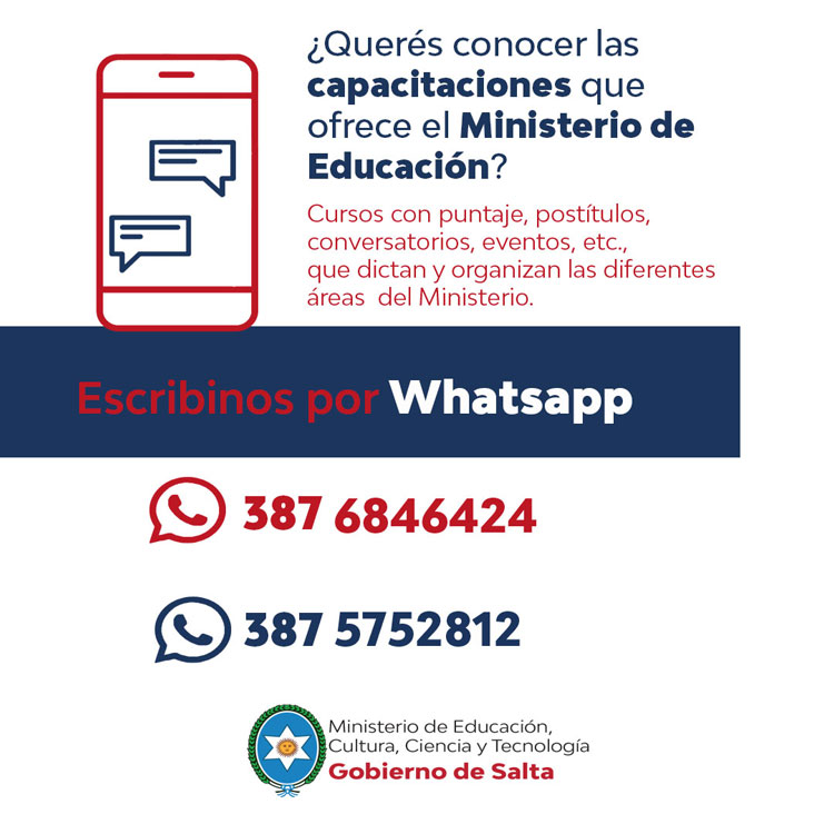 Imagen nuevos teléfonos de Whatsapp para informar sobre capacitaciones