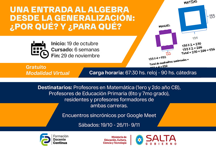 Imagen: Curso virtual denominado: Una entrada al algebra desde la generalización: ¿Por qué? ¿Para qué? 