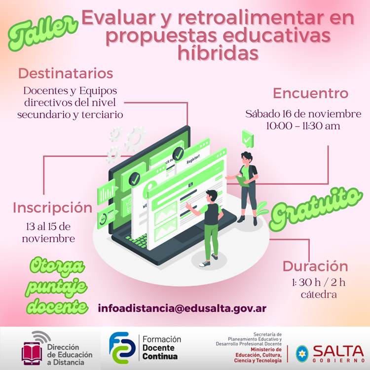 Imagen: Taller Evaluar y retroalimentar en propuestas educativas híbridas