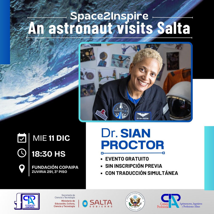 Imagen: Sian Proctor, astronauta piloto de la misión espacial comercial ‘Inspiration4’, brindará una conferencia en Salta