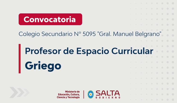 Imagen: Convocatoria abierta Espacio Curricular Griego