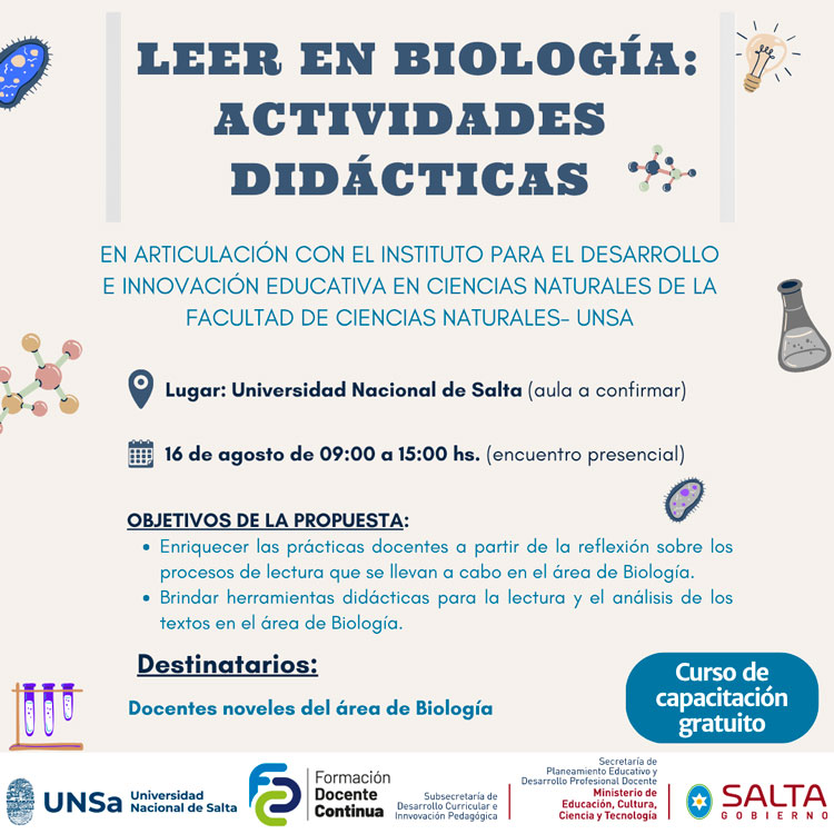 Imagen: Curso de Capacitación: “Leer en Biología: actividades didácticas”