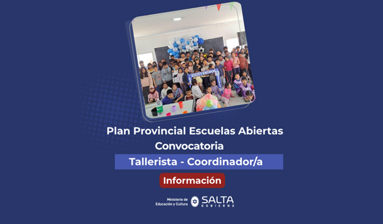 Imagen: Plan Provincial Escuelas Abiertas: Convocatoria para la cobertura de perfil Tallerista • Coordinador/a