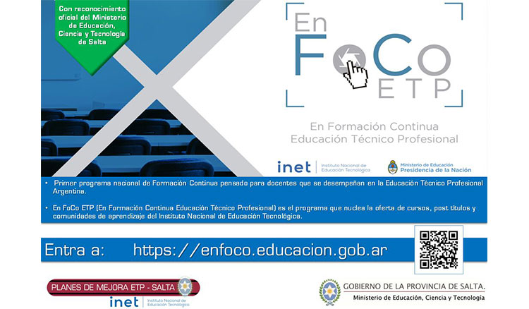 Educación convoca a los cursos En FoCo para docentes de educación técnica