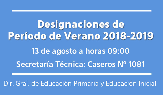 Designaciones de Período de Verano 2018-2019