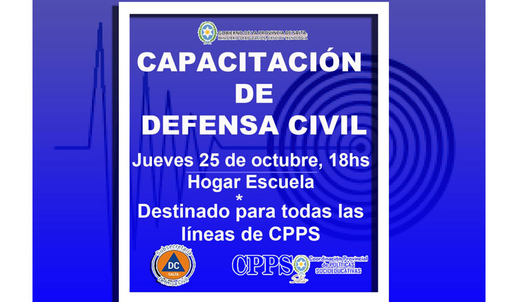 Defensa Civil ofrecerá una capacitación a docentes