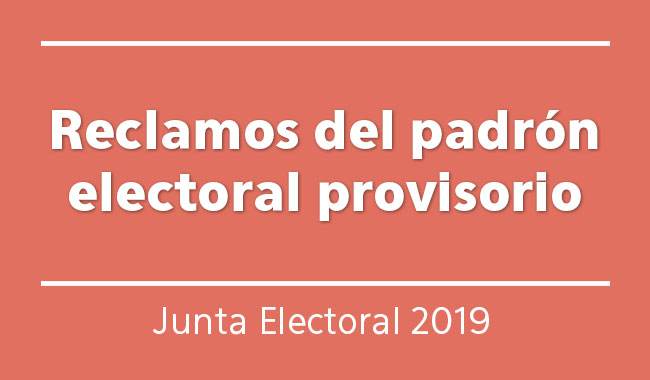 Reclamos del padrón electoral provisorio