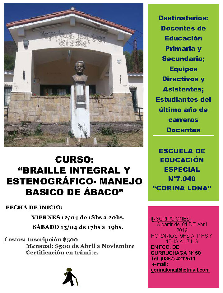 Curso “Sistema Braille Integral y Estenográfico Manejo básico de ábaco”