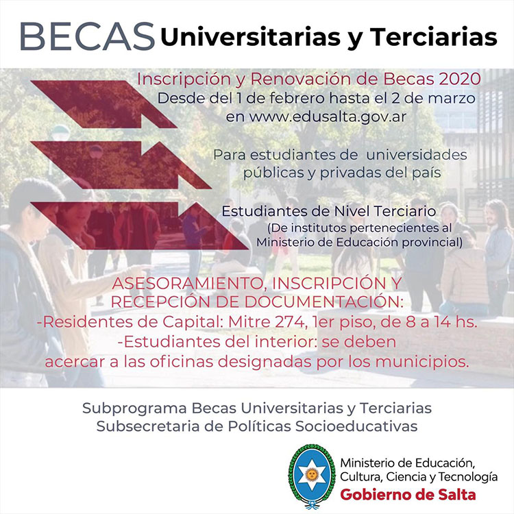 En febrero comienzan las inscripciones para recibir Becas Universitarias y Terciarias 2020