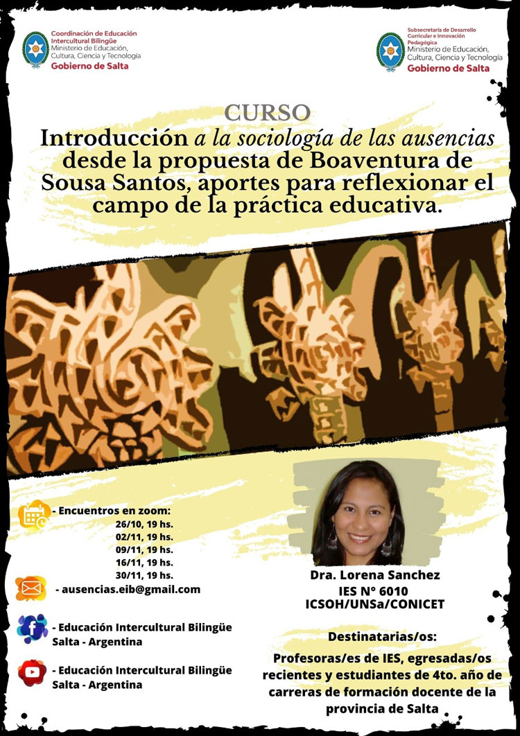 Curso Introducción a la sociología de las ausencias desde la propuesta de Boaventura de Sousa Santos..