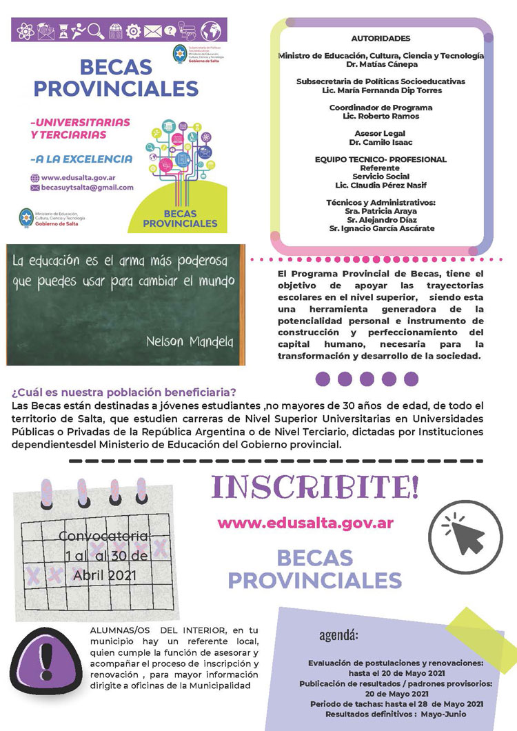 Infomación Becas Provinciales Infomación Becas Provinciales